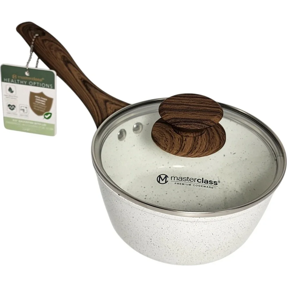 Masterclass Cookware Nonstick Ceramic Coating Saucepan With Lid 1.2QT 6.5
